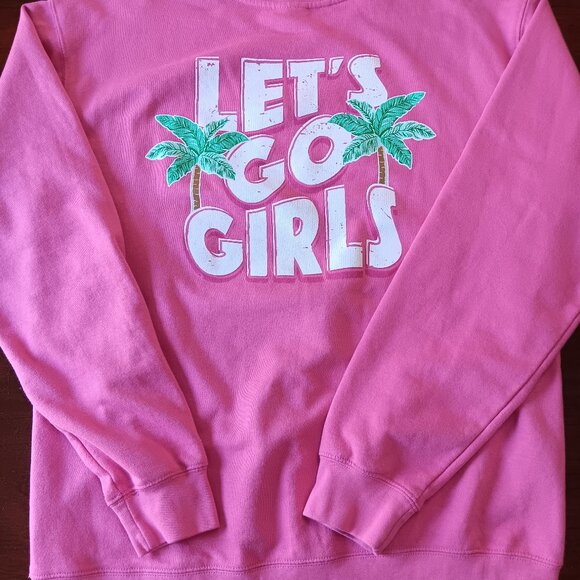 Living Fully Mallory Ervin Let’s Go Girls Pink Sweatshirt Sz Large - Picture 1 of 5